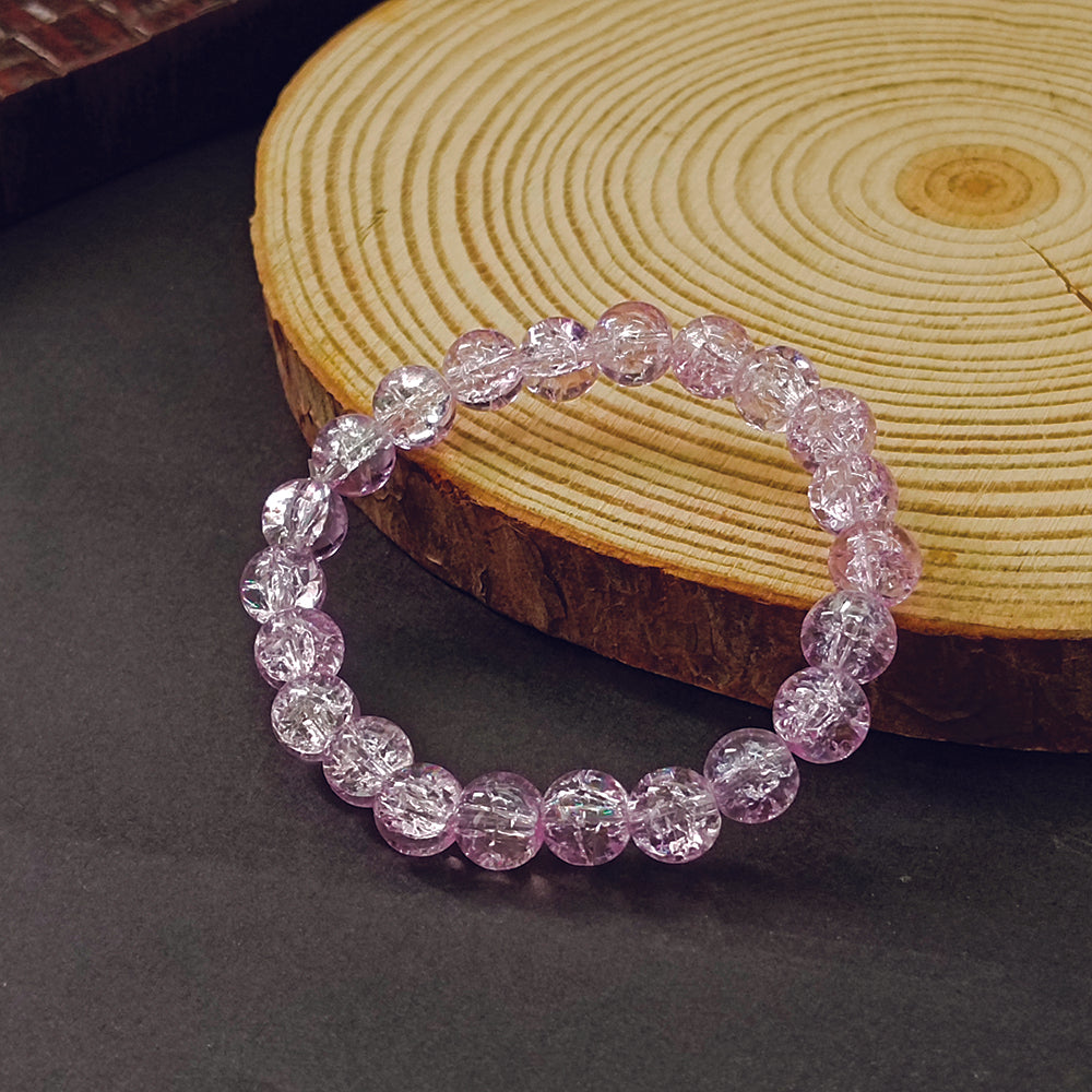 JewelMaze Crystal Crackle Glass Beads Stretch Bracelet - 1404738