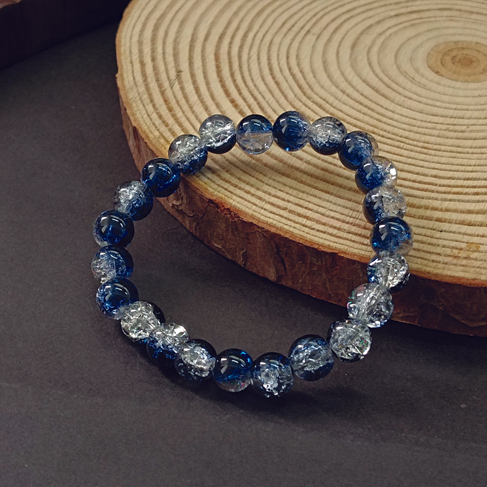 JewelMaze Pack Of 6 Crystal Crackle Glass Beads Bracelet Combo - 1005304