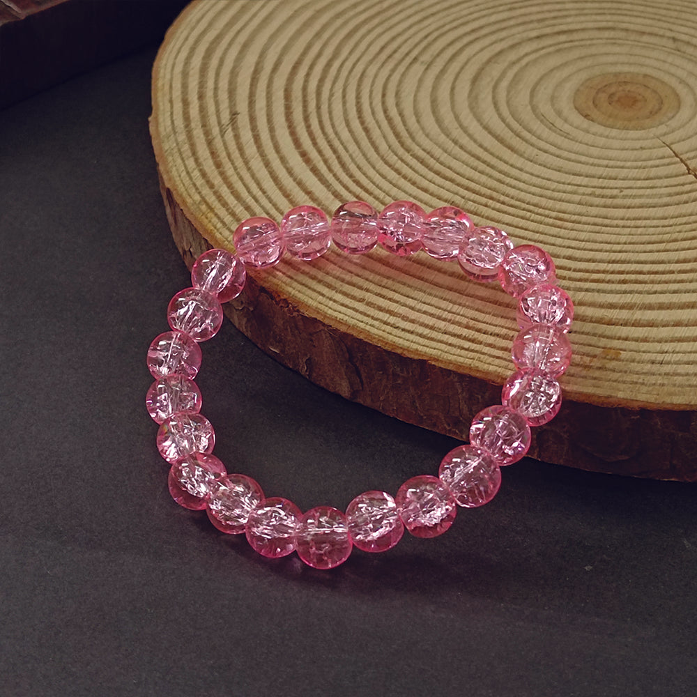 JewelMaze Pack Of 6 Crystal Crackle Glass Beads Bracelet Combo - 1005302