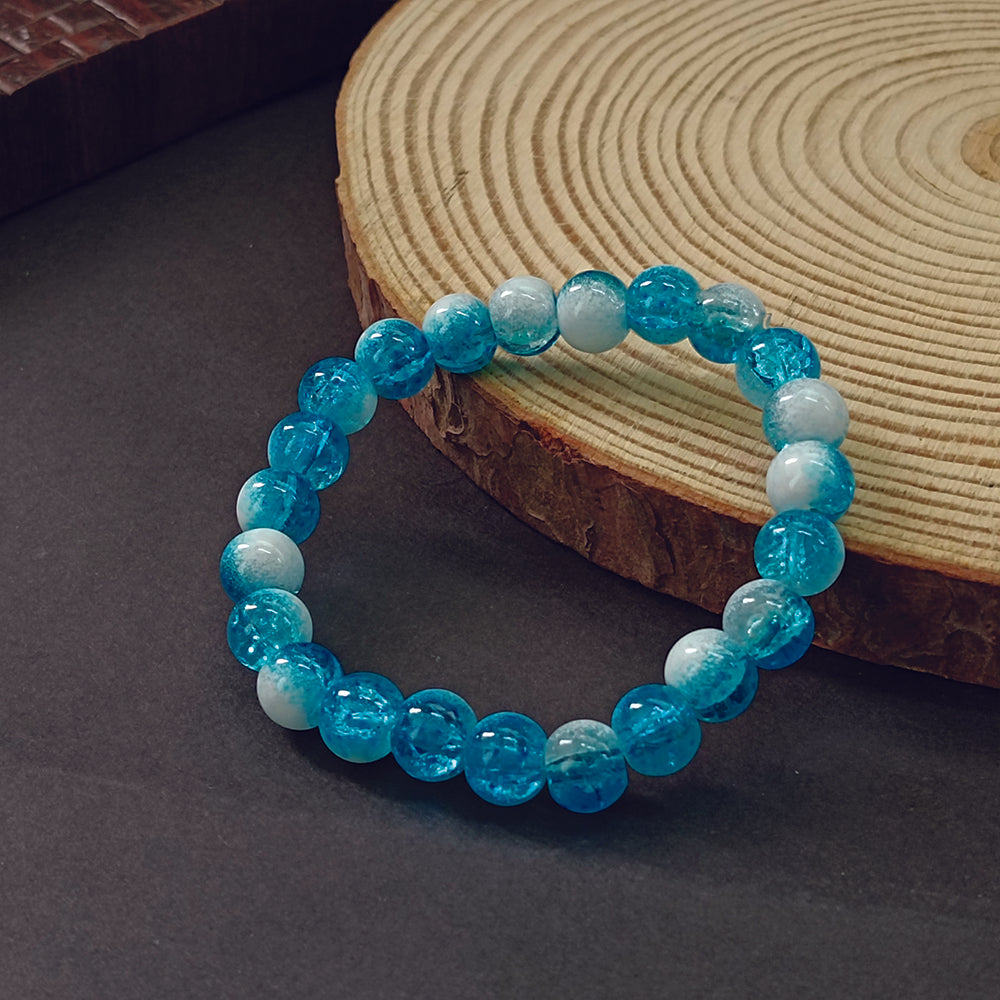 JewelMaze Crystal Crackle Glass Beads Stretch Bracelet - 1404742