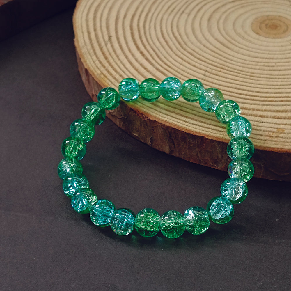 JewelMaze Crystal Crackle Glass Beads Stretch Bracelet - 1404745