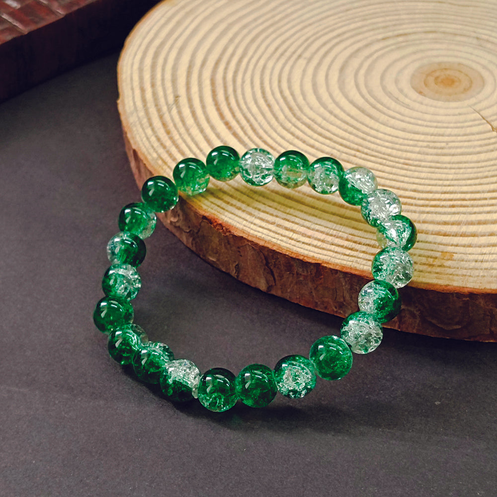 JewelMaze Crystal Crackle Glass Beads Stretch Bracelet - 1404747