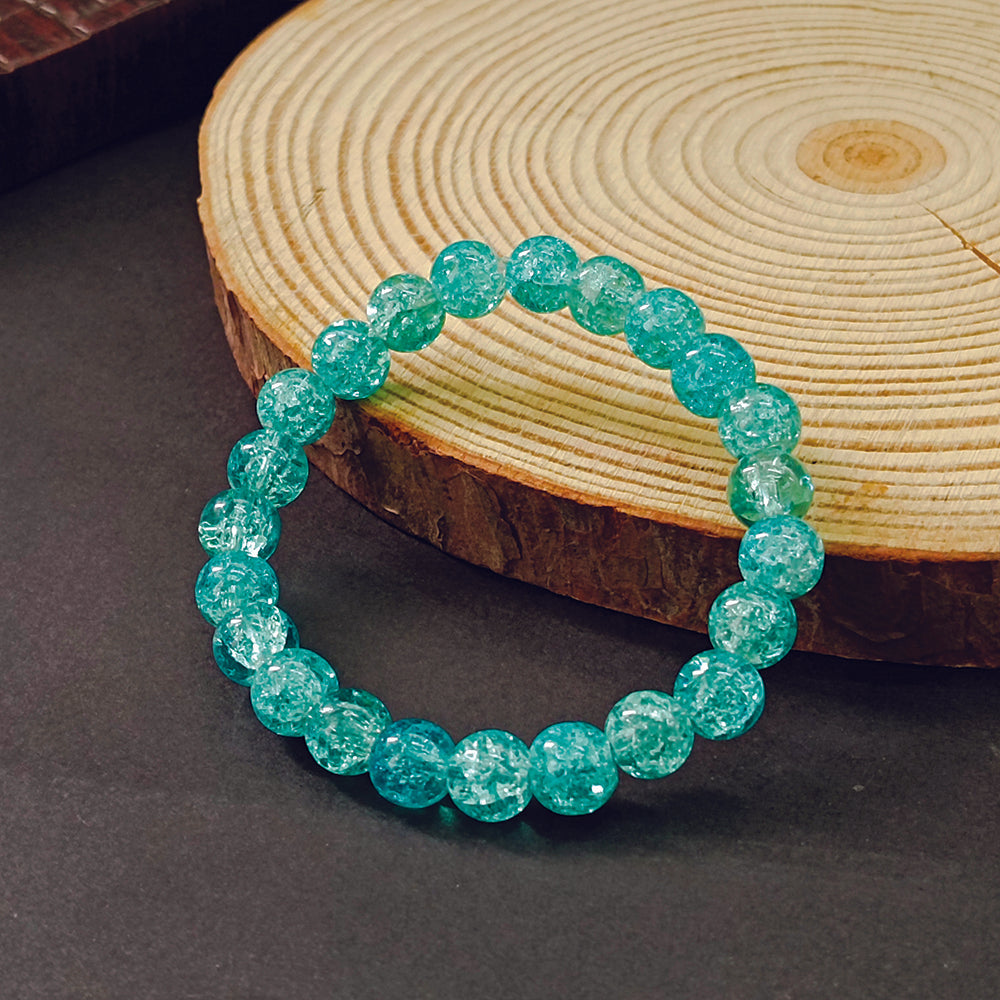 JewelMaze Crystal Crackle Glass Beads Stretch Bracelet - 1404748