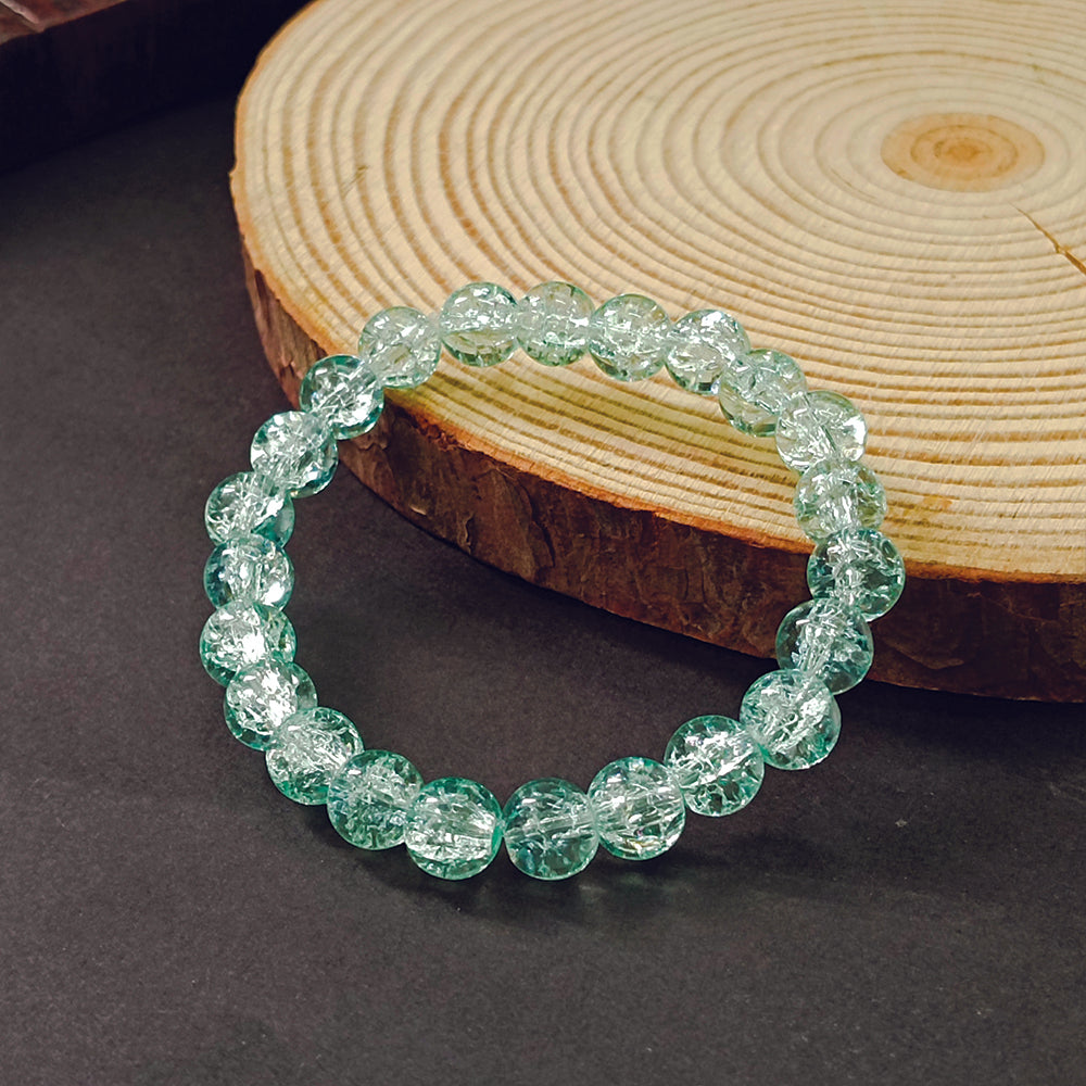 JewelMaze Crystal Crackle Glass Beads Stretch Bracelet - 1404749