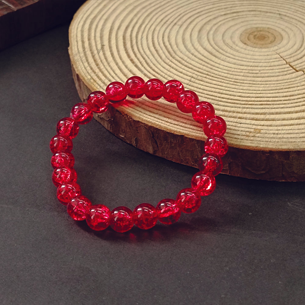 JewelMaze Crystal Crackle Glass Beads Stretch Bracelet - 1404750