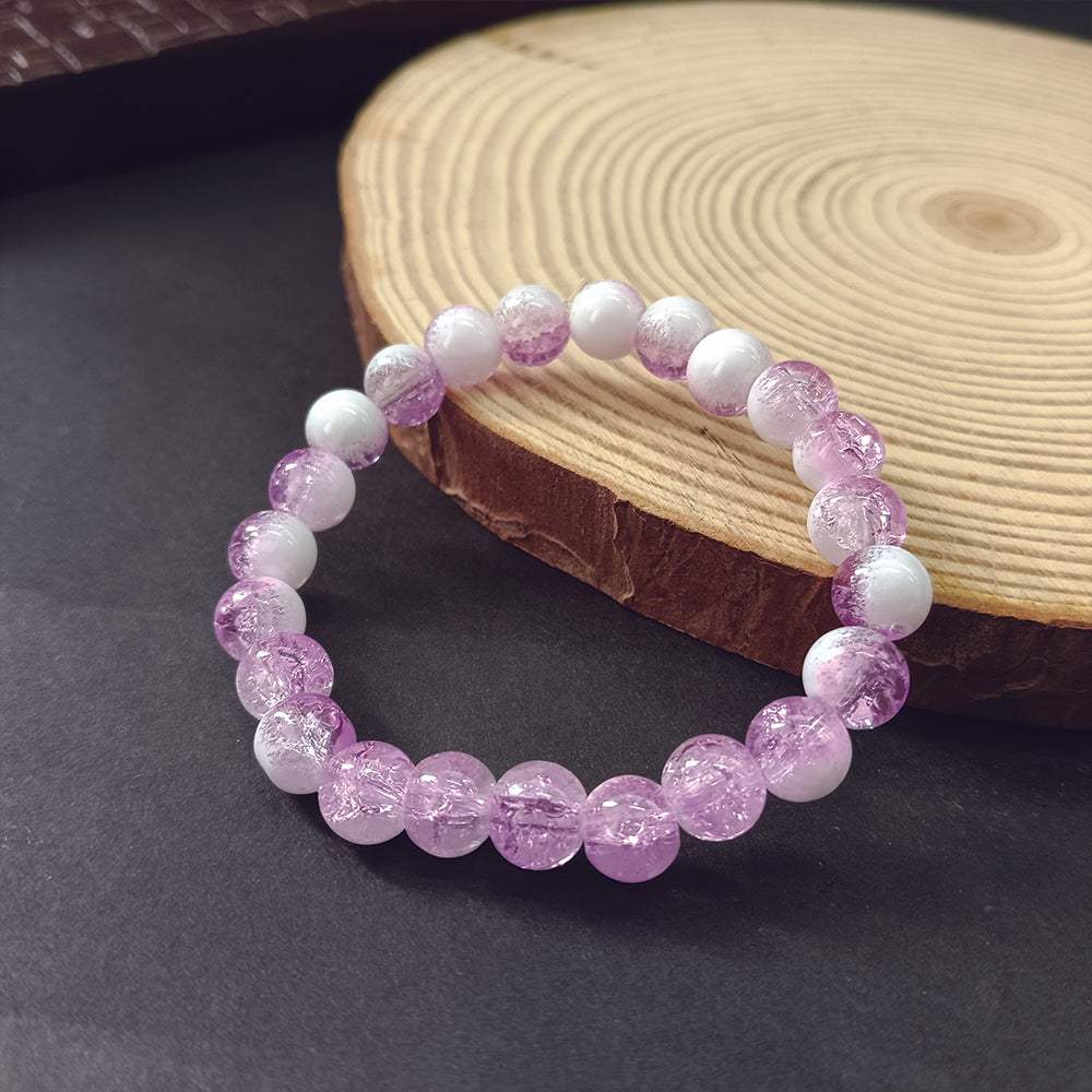 JewelMaze Crystal Crackle Glass Beads Stretch Bracelet - 1404753