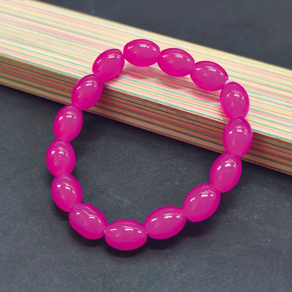 JewelMaze Dark Pink Glass Beads Bracelet