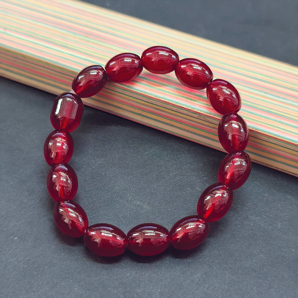 JewelMaze Maroon Glass Beads Bracelet