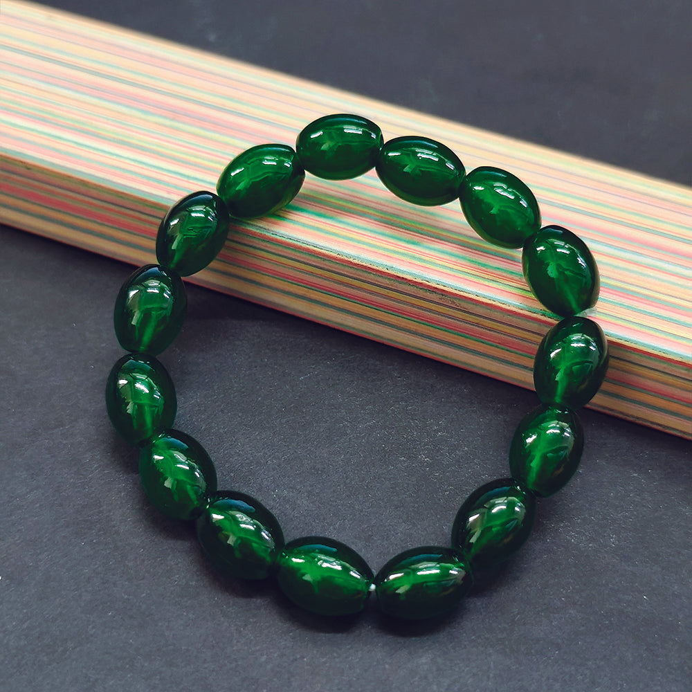 JewelMaze Green Glass Beads Bracelet