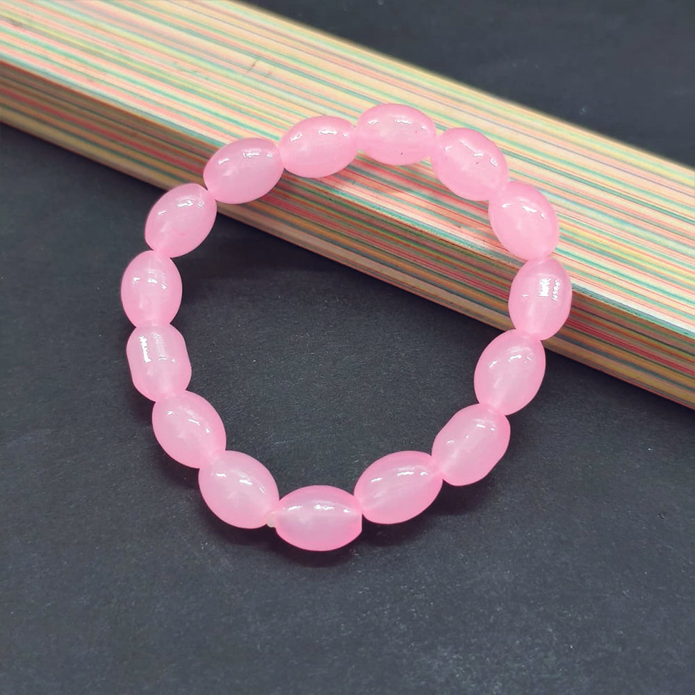 JewelMaze Pink Glass Beads Bracelet