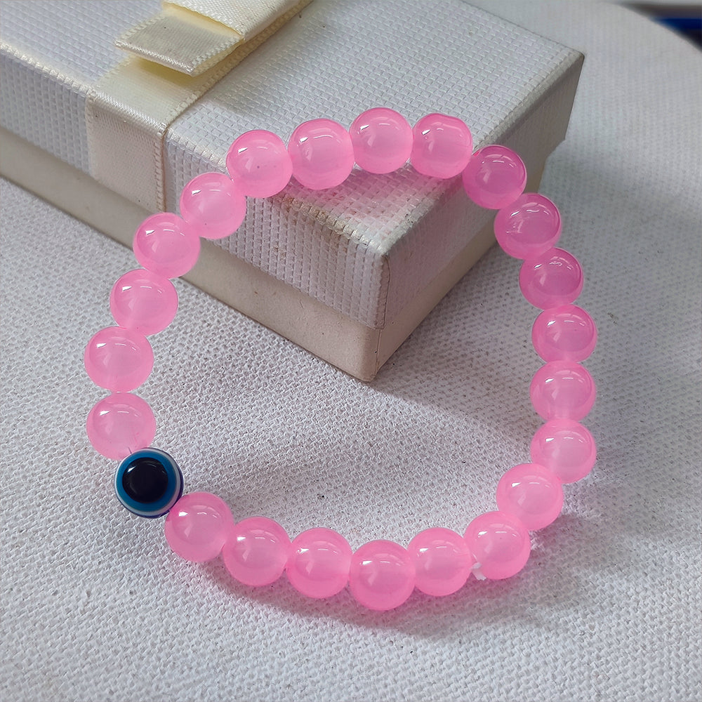 JewelMaze Pink Beads Evil Eye Bracelet -1404789