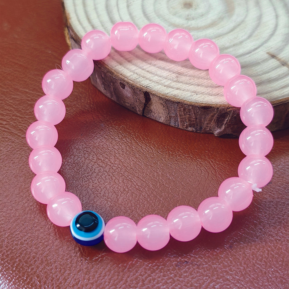 JewelMaze Pink Beads Evil Eye Bracelet -1404789
