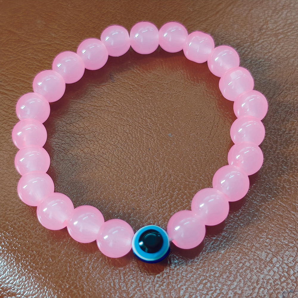 JewelMaze Pink Beads Evil Eye Bracelet -1404789