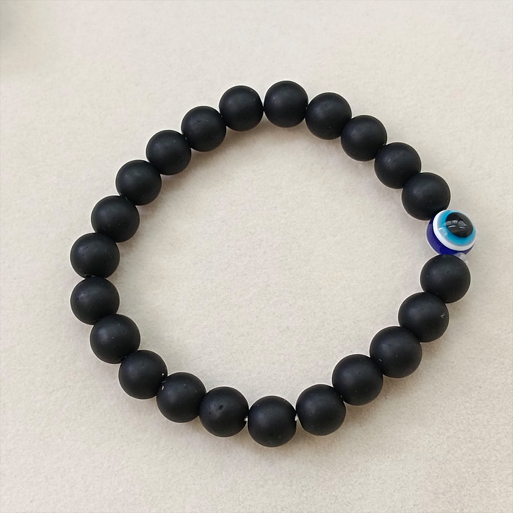 JewelMaze Black Beads Evil Eye Bracelet -1404790