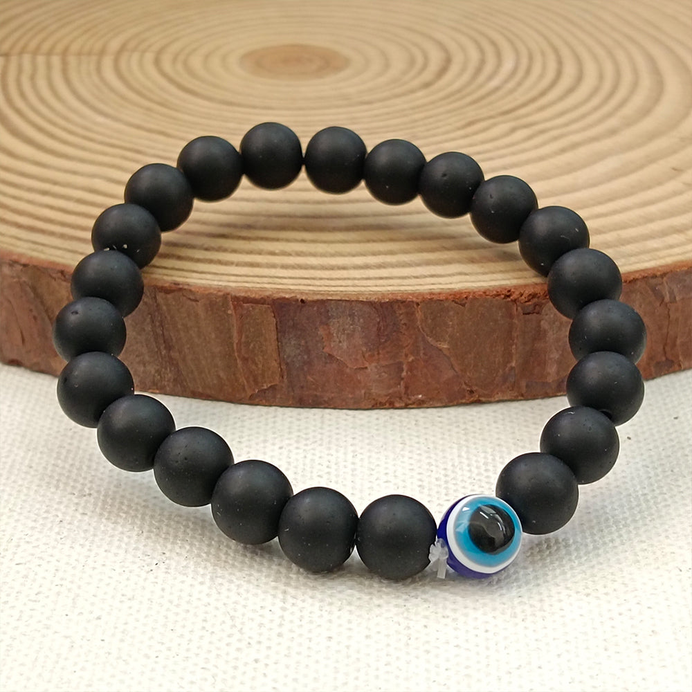 JewelMaze Black Beads Evil Eye Bracelet -1404790