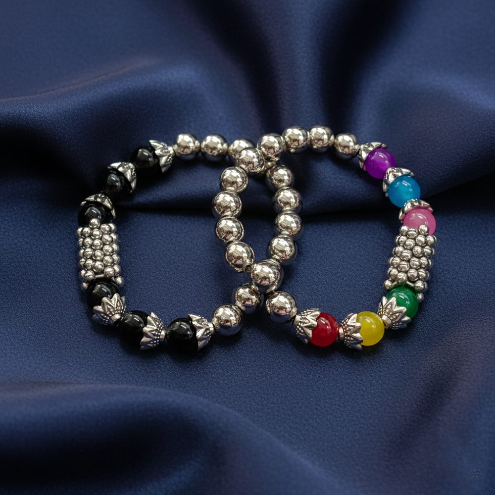 JewelMaze Elegant Silver Beads Combo Bracelet all occassions