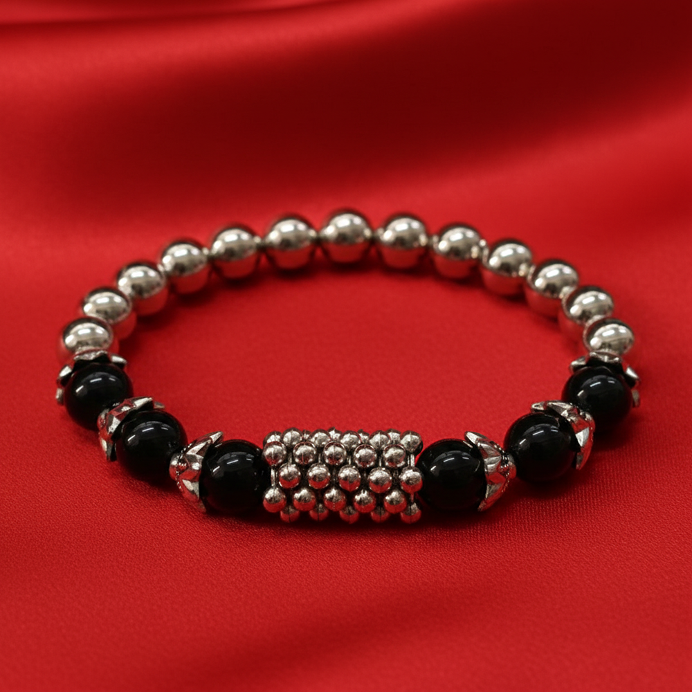 JewelMaze Elegant Silver Beads Combo Bracelet all occassions