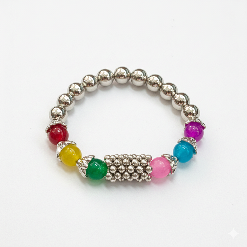 JewelMaze Elegant Silver Beads Combo Bracelet all occassions