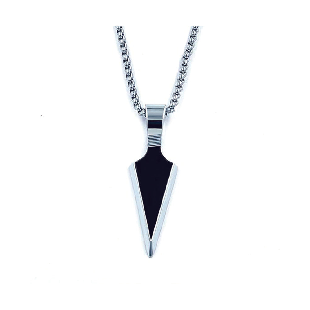 JewelMaze Silver chain with Black Arrow Pendant for men