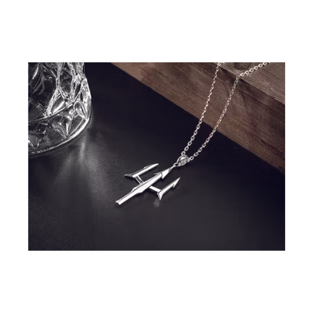 JewelMaze Silver Plated Trishul Chain Pendant for Men