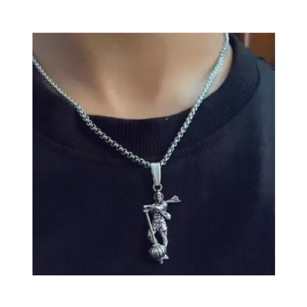 JewelMaze Silver Chain Hanuman Pendant for Men
