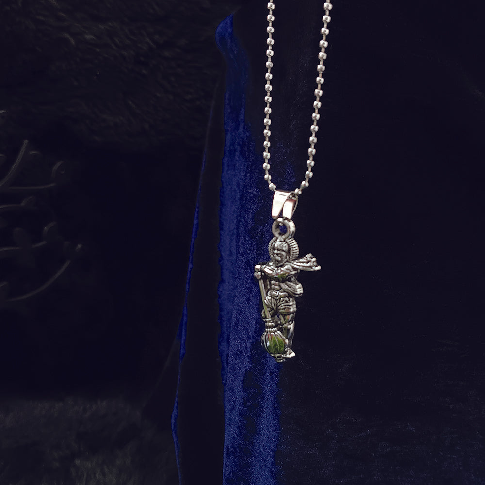 JewelMaze Silver Chain  Hanuman  Pendant for Men