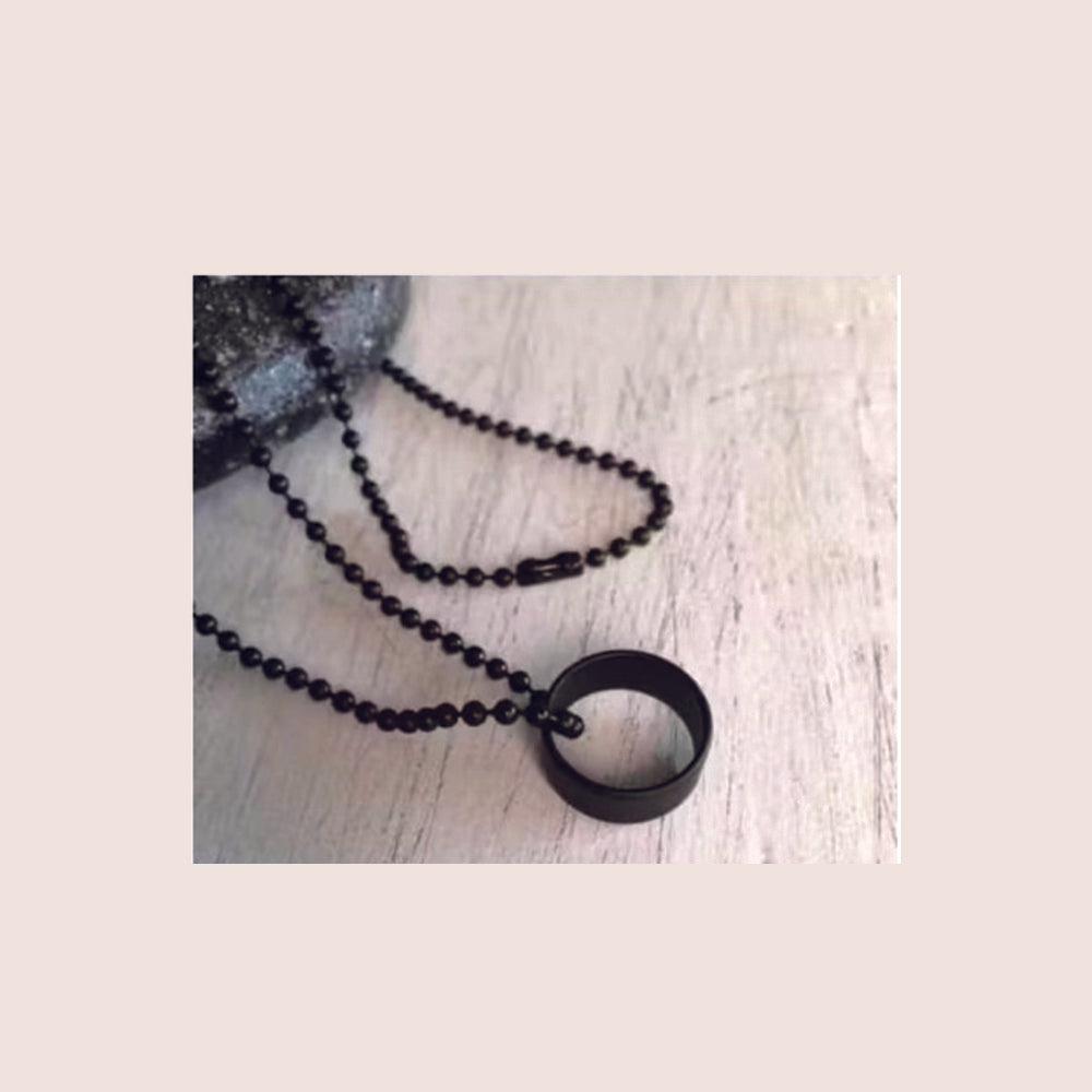 JewelMaze Black Ring Chain for Men & Boys