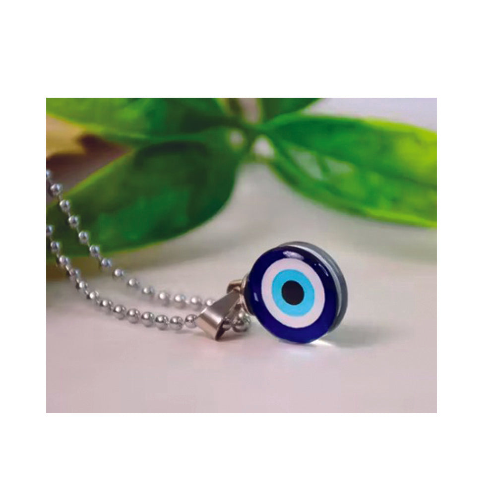 JewelMaze Glass Framed Evil Eye Locket Chain Pendant