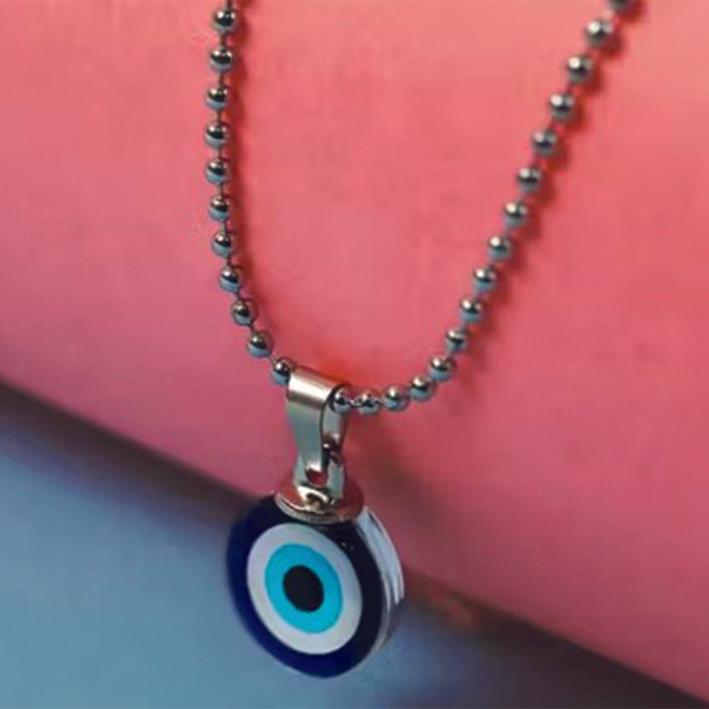 JewelMaze Glass Framed Evil Eye Locket Chain Pendant