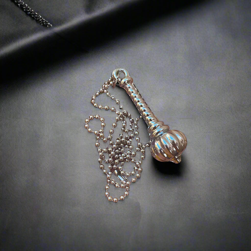 JewelMaze Hanuman Gada Silver Pendant with ball chain For Unisex