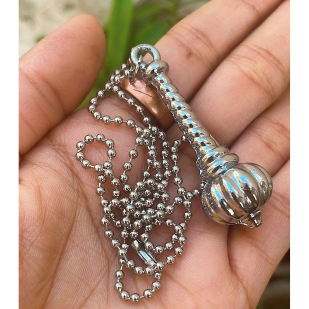 JewelMaze Hanuman Gada Silver Pendant with ball chain For Unisex