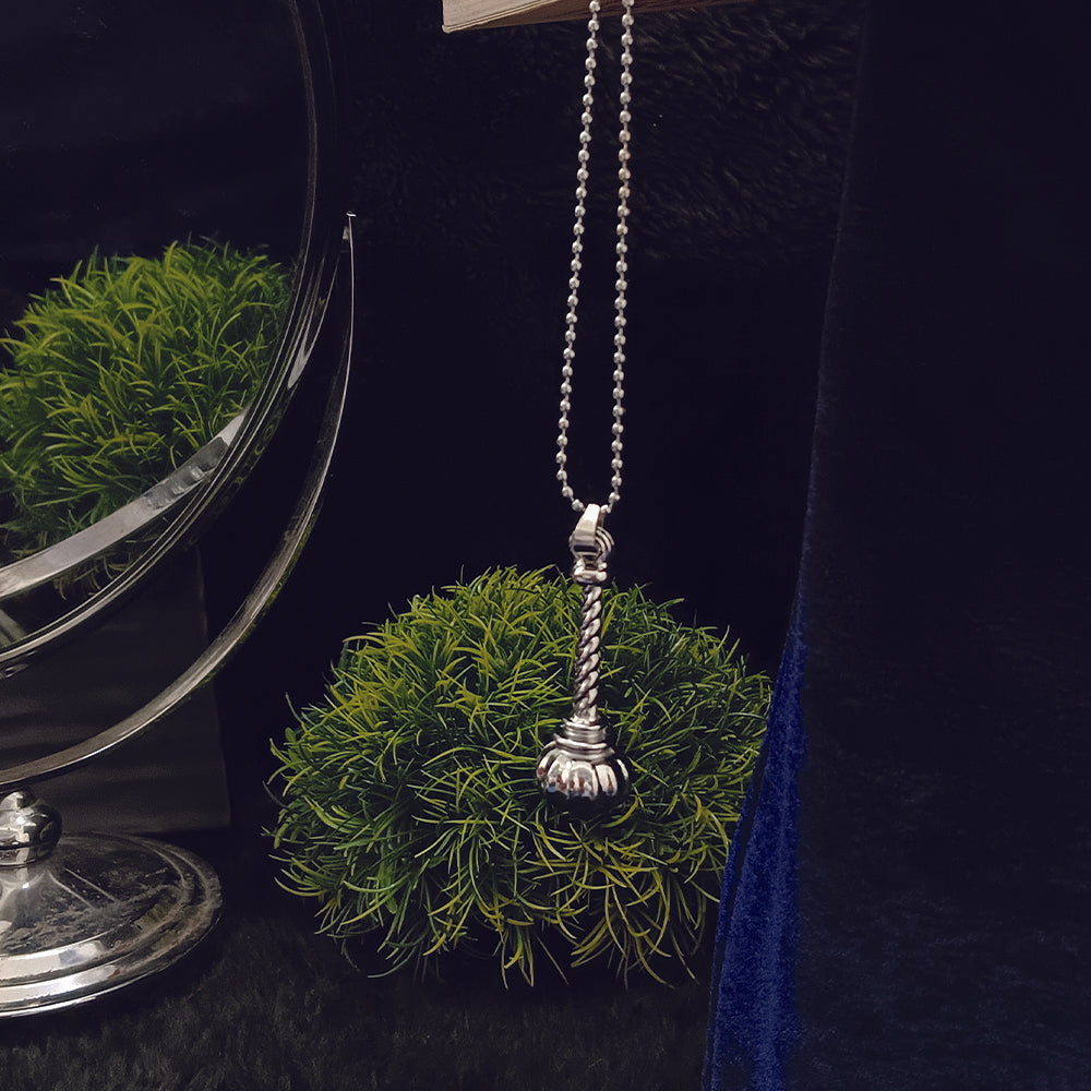 JewelMaze Hanuman Gada Silver Pendant with ball chain For Unisex