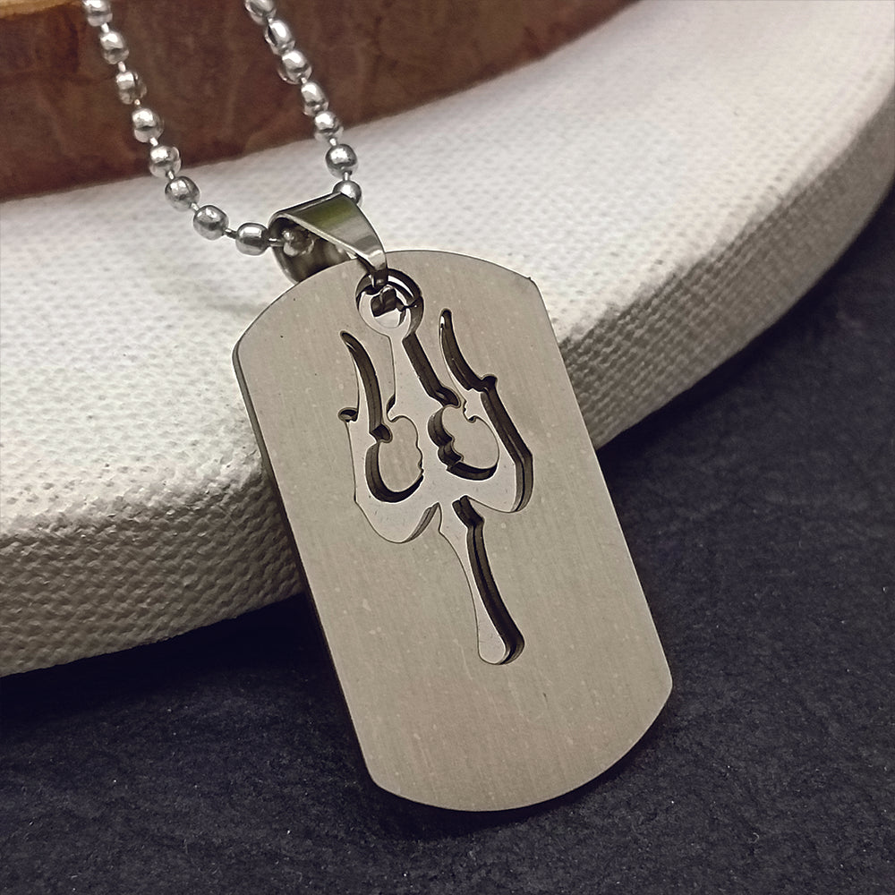 JewelMaze Trishul  Chain Pendant For Men
