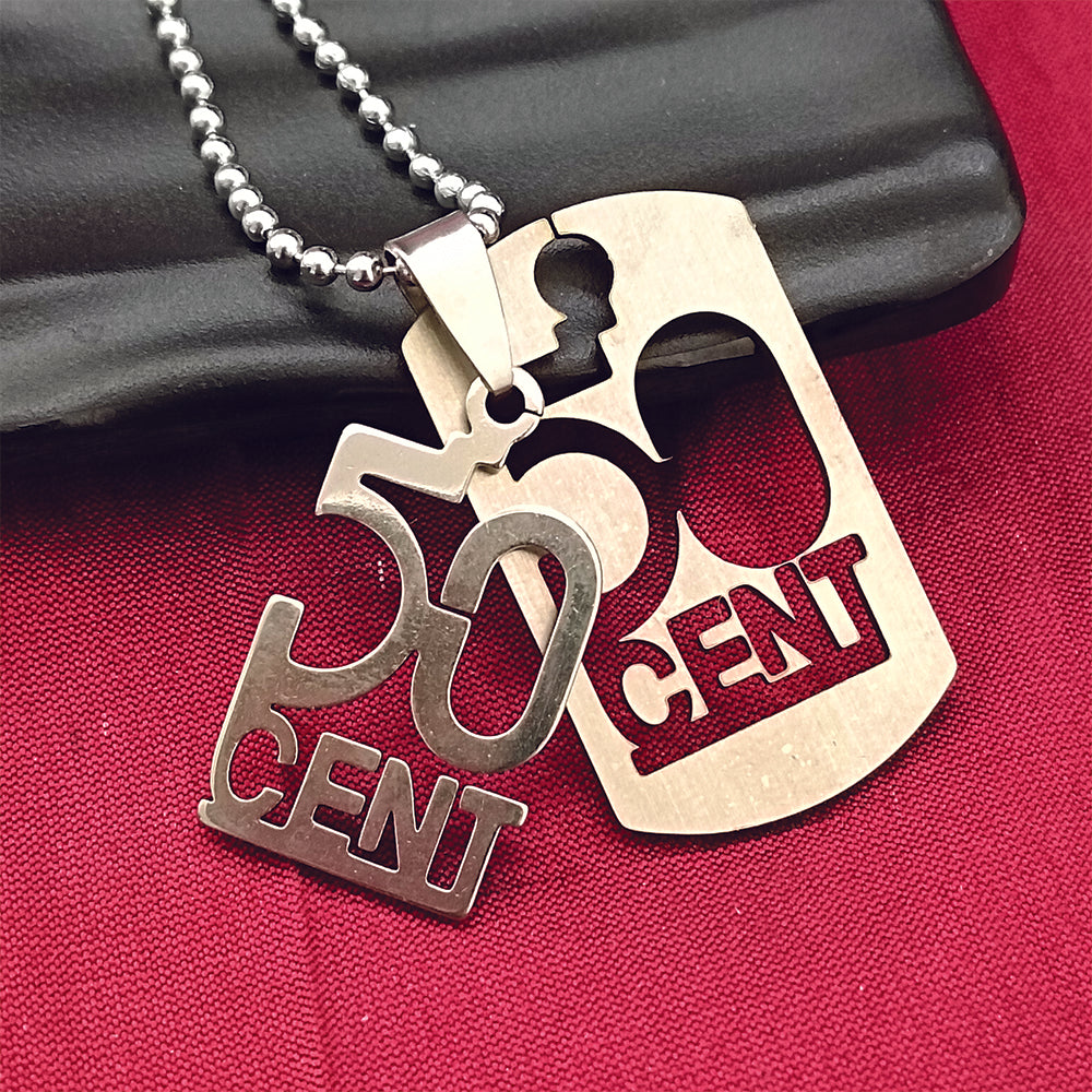 JewelMaze Silver Plated 50 Cents Chain Pendant