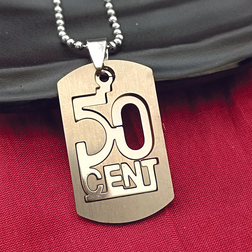 JewelMaze Silver Plated 50 Cents Chain Pendant