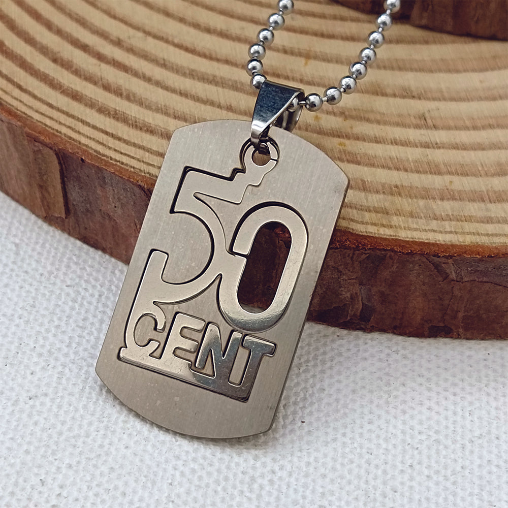 JewelMaze Silver Plated 50 Cents Chain Pendant