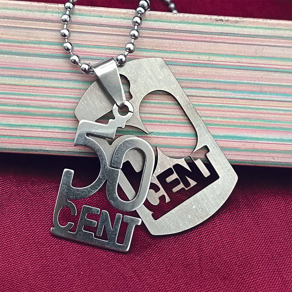 JewelMaze Silver Plated 50 Cents Chain Pendant