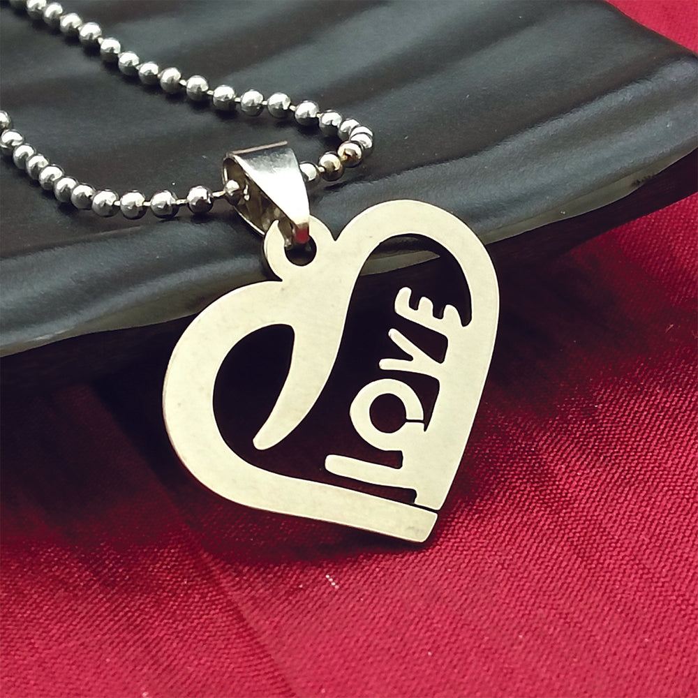 JewelMaze Love Heart Shape Chain Pendant - 1404873