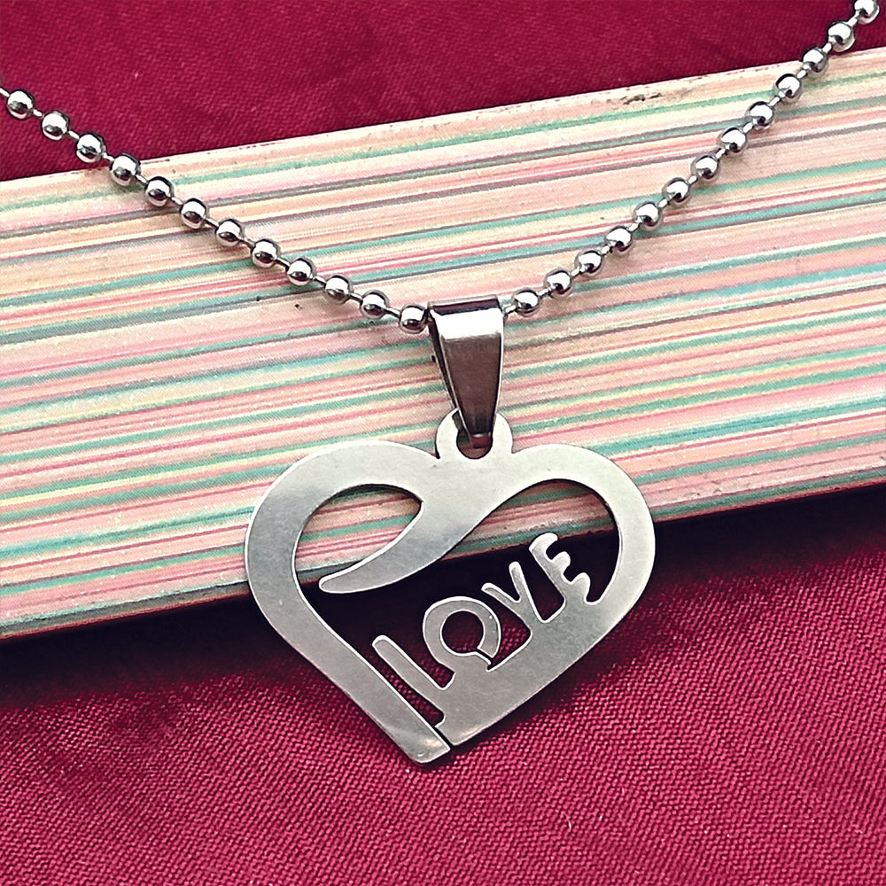 JewelMaze Love Heart Shape Chain Pendant - 1404873