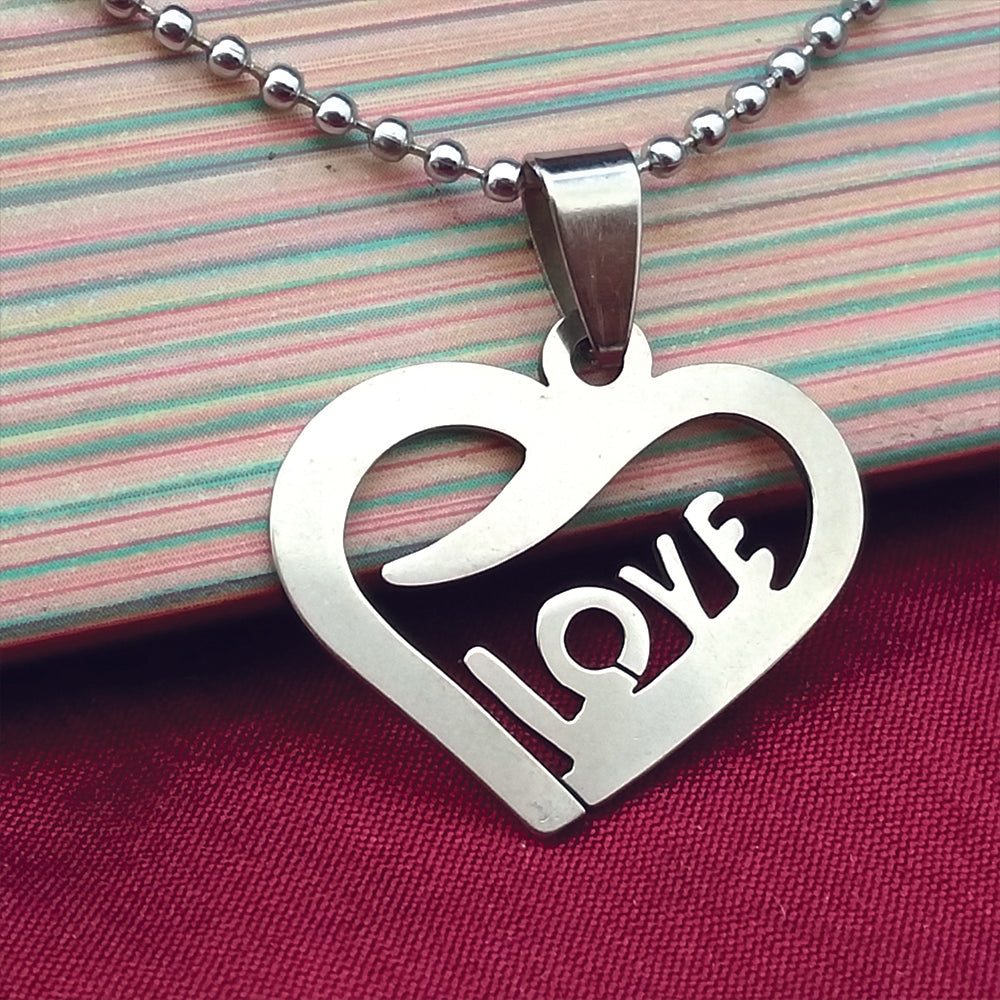 JewelMaze Love Heart Shape Chain Pendant - 1404873