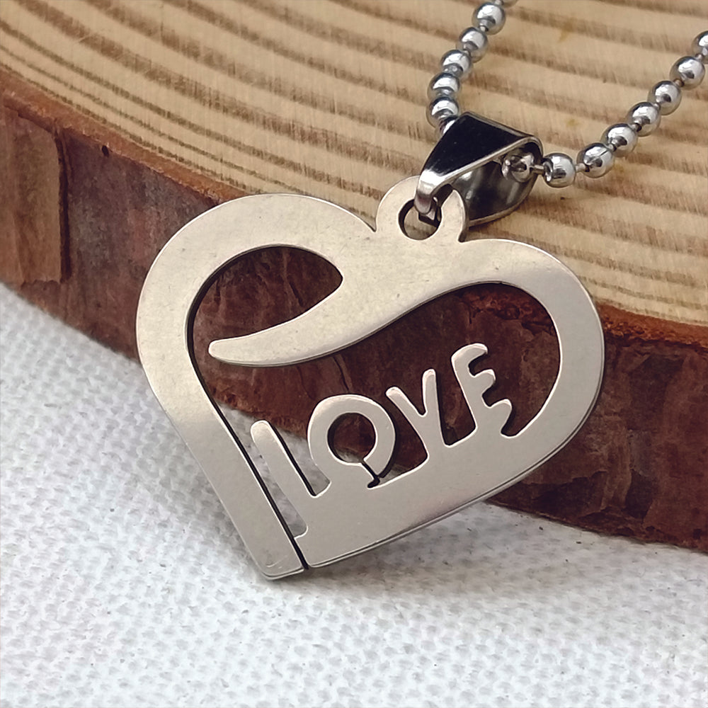 JewelMaze Love Heart Shape Chain Pendant - 1404873