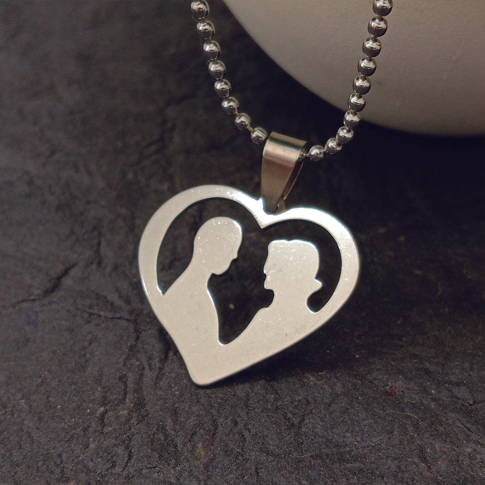 JewelMaze Couple Heart Shape Chain Pendant