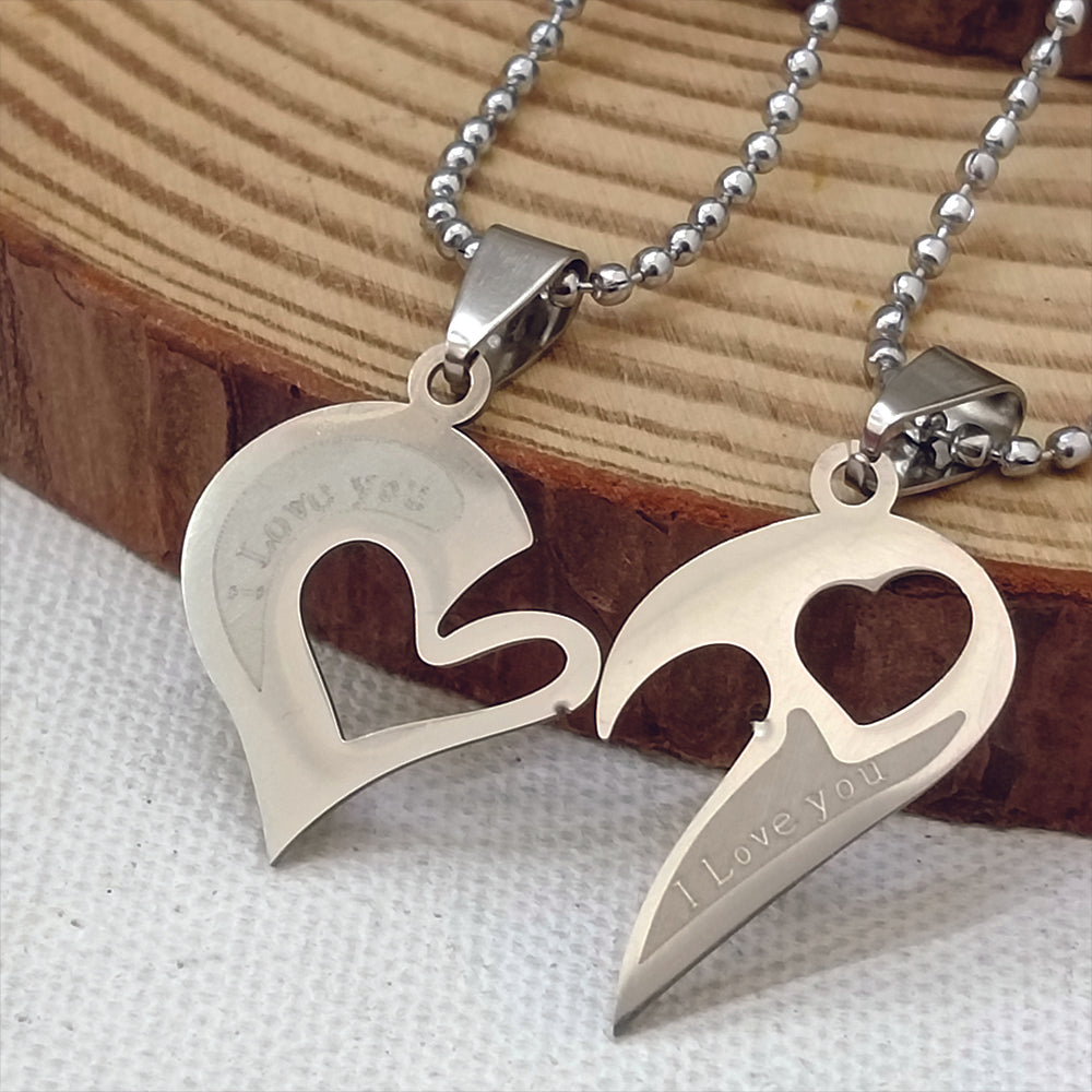 JewelMaze Heart Shape " I LOVE YOU " Chain Pendant- 1404877