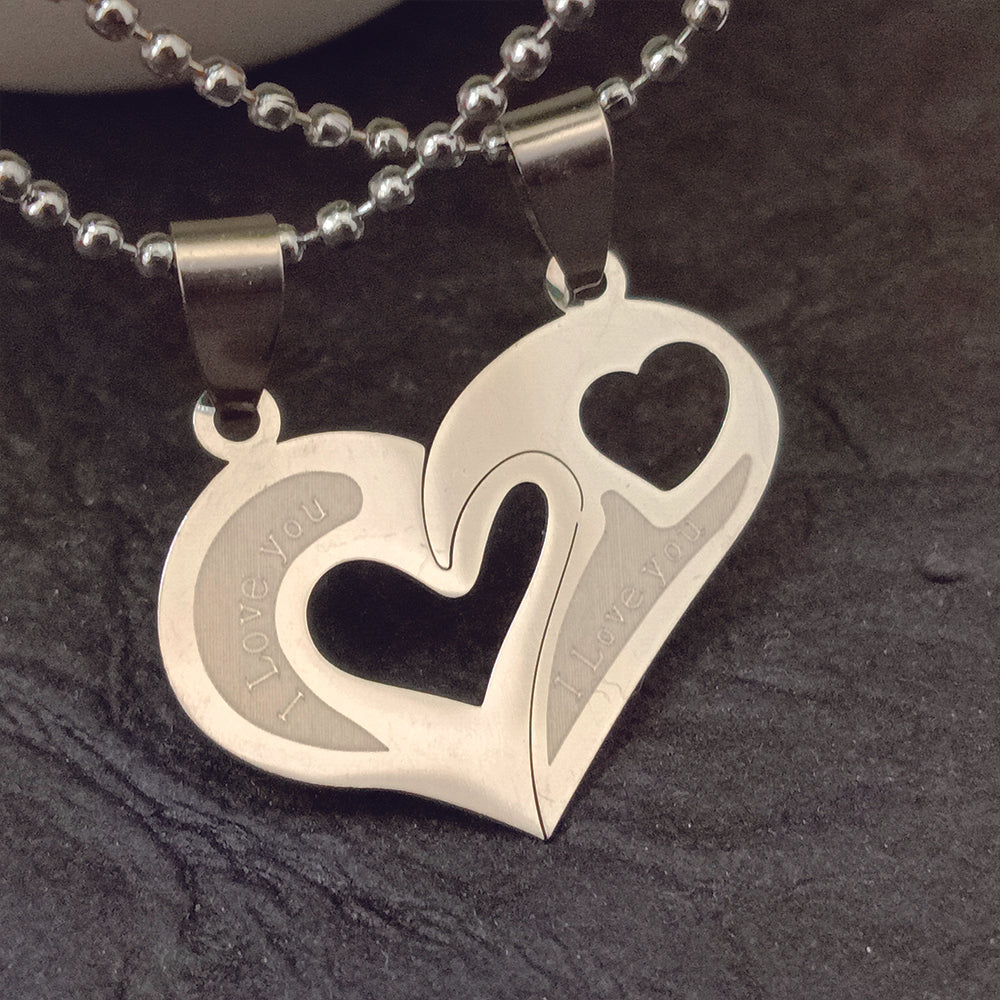 JewelMaze Heart Shape " I LOVE YOU " Chain Pendant- 1404877
