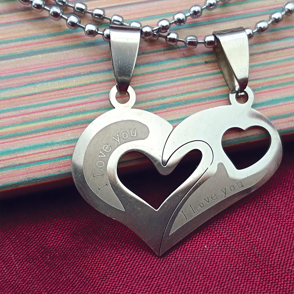 JewelMaze Heart Shape " I LOVE YOU " Chain Pendant- 1404877