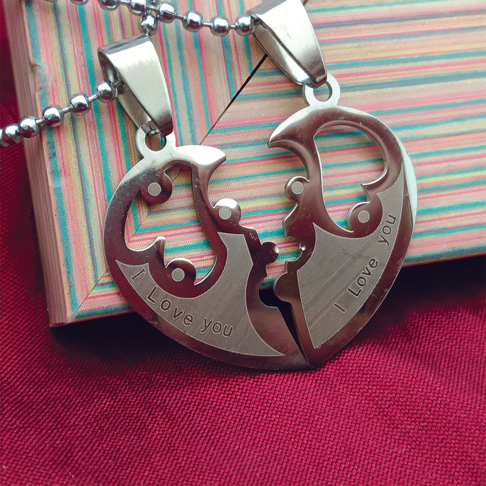 JewelMaze Heart Shape " I LOVE YOU " Chain Pendant- 1404878