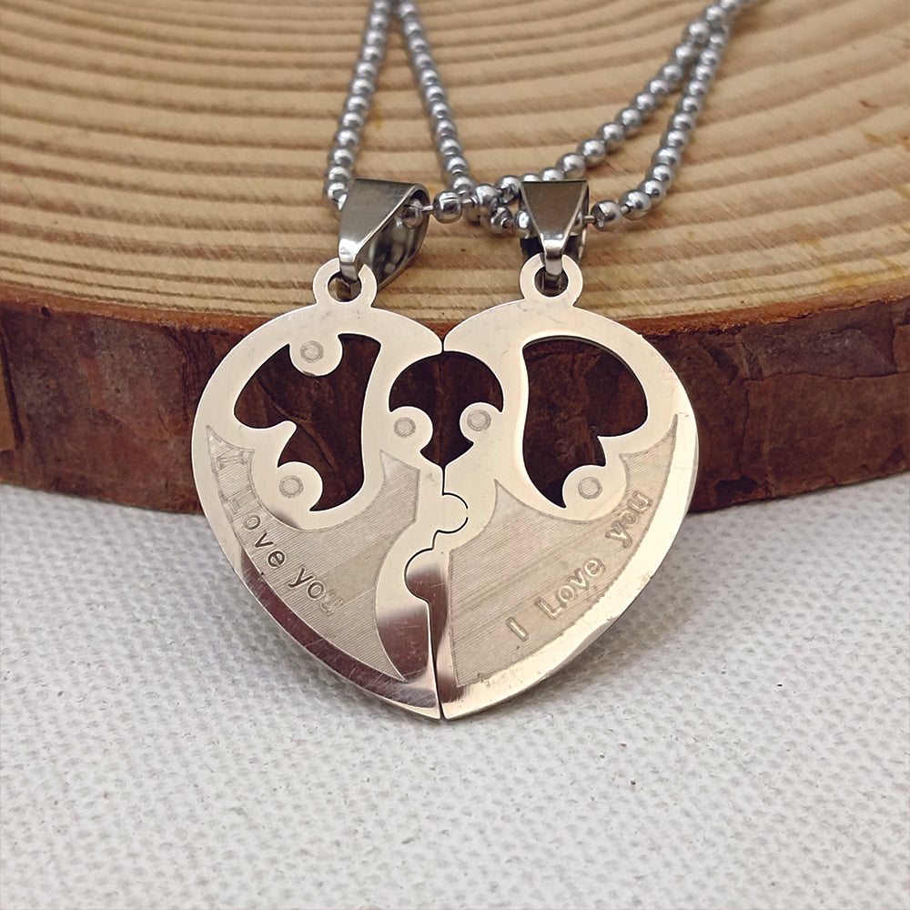 JewelMaze Heart Shape " I LOVE YOU " Chain Pendant- 1404878