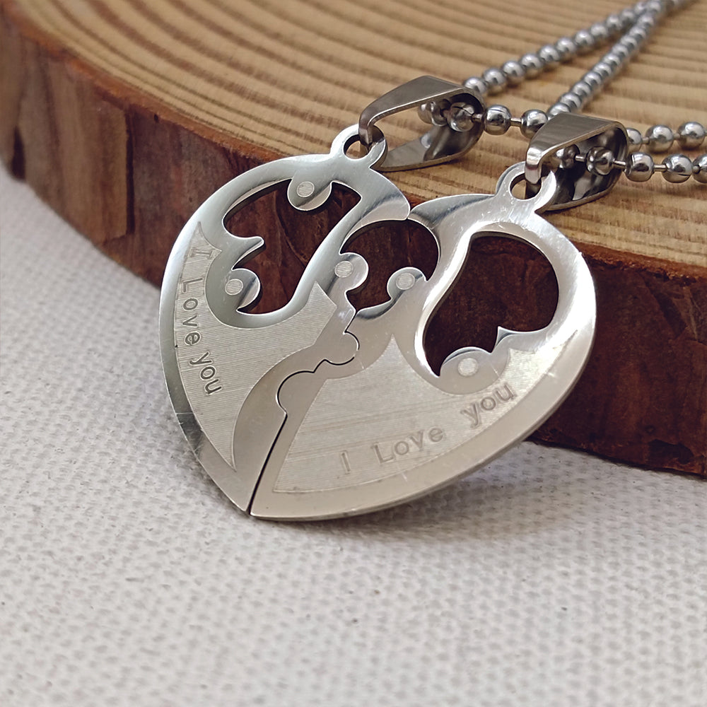 JewelMaze Heart Shape " I LOVE YOU " Chain Pendant- 1404878