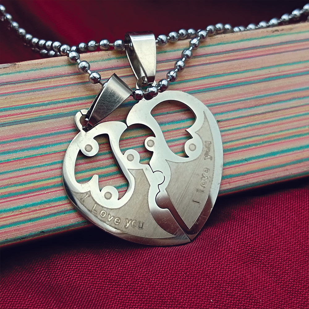 JewelMaze Heart Shape " I LOVE YOU " Chain Pendant- 1404878