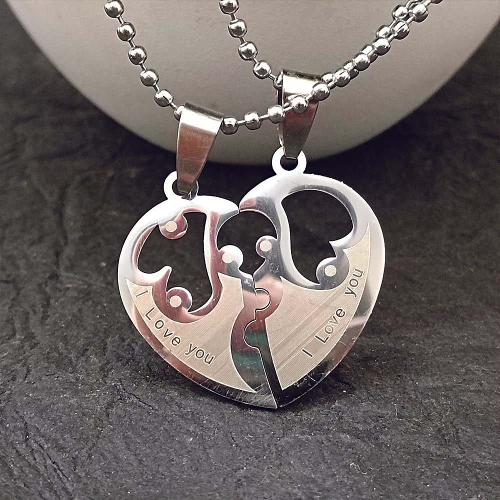 JewelMaze Heart Shape " I LOVE YOU " Chain Pendant- 1404878